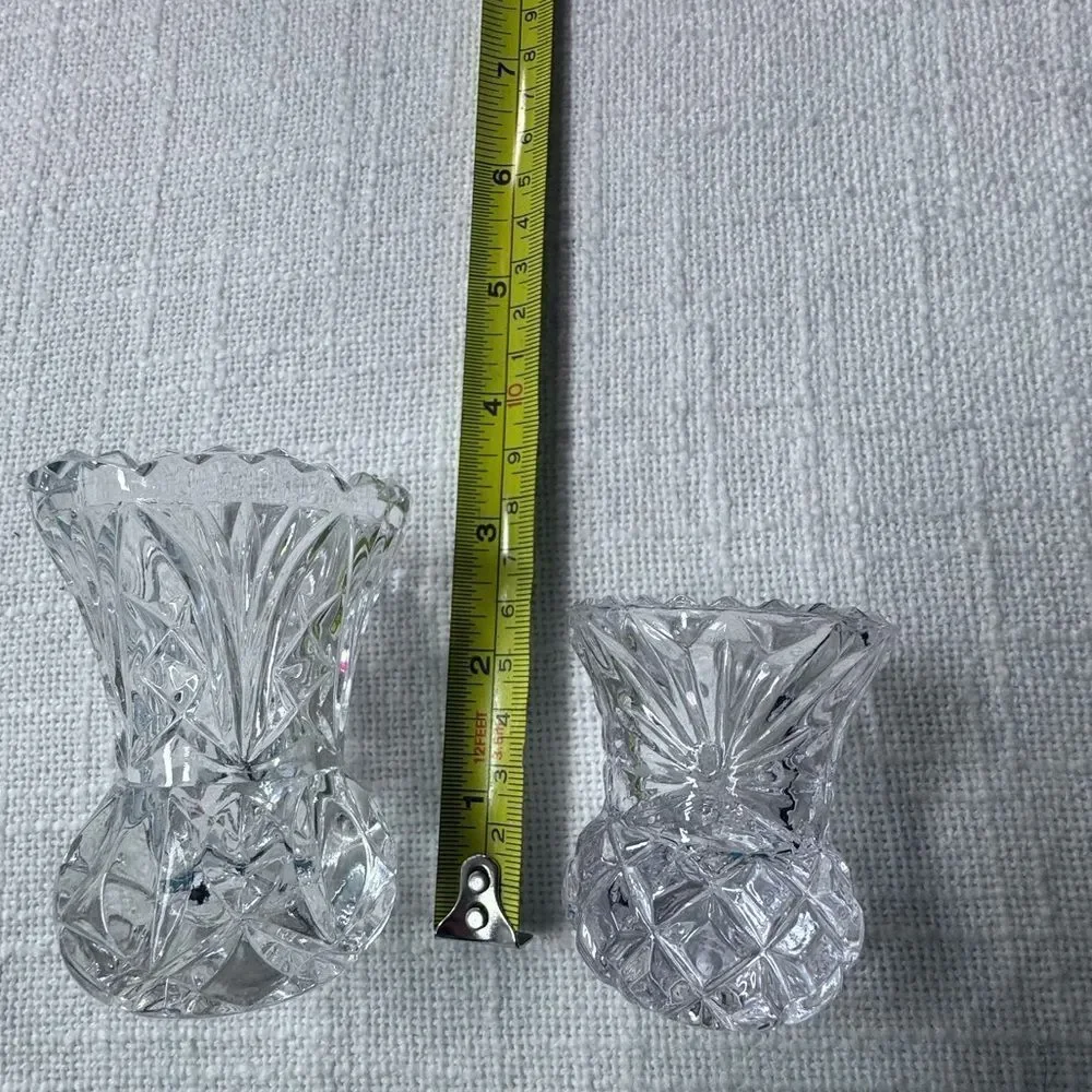 Artmark Lead Crystal Minature Bud Vases Mid-Century Modern Two Vase Set